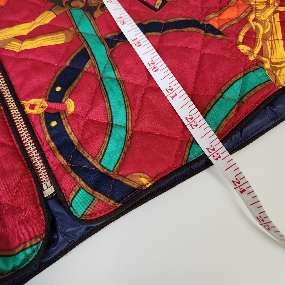 Patty Kim Vest Womens L Quilted Red Equestian - Picture 9 of 10